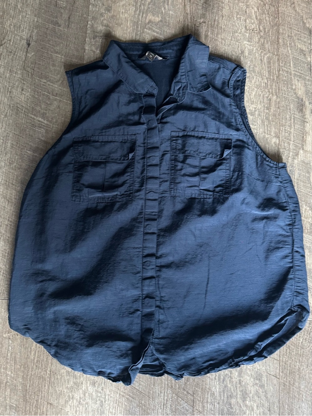 Banana Republic Sleeveless Navy Button-Front Women's Top Petite Medium